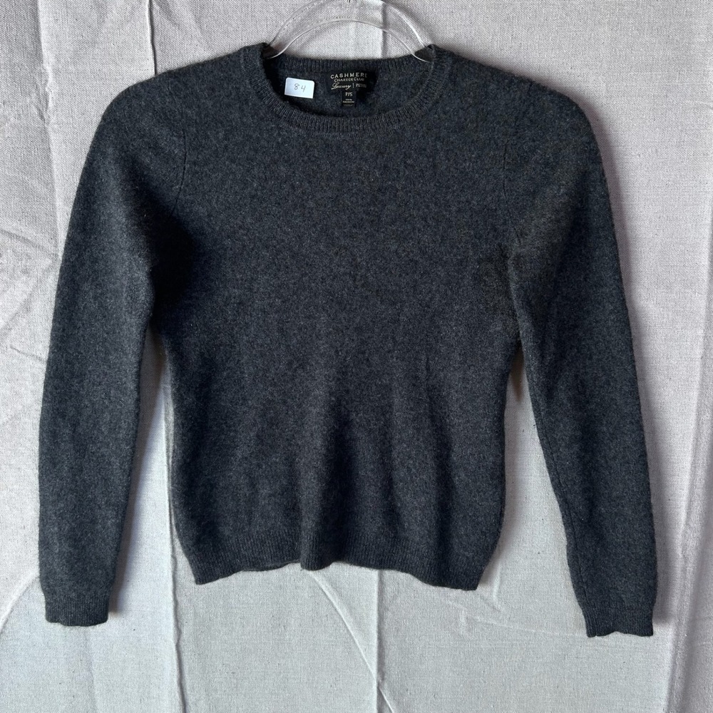 Charter Club Luxury Cashmere Sweater Petite Small Charcoal Gray Crewneck Knit